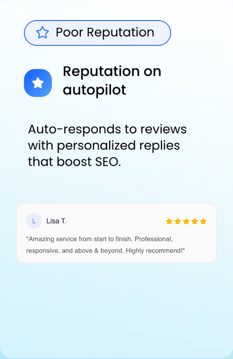 Reviews AI de HighLevel répondant à un avis Google cinq étoiles